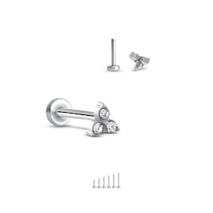 Nez de nez style labret en acier chirurgical 316L Vis à goujon Monroe pour poteau Trinity - Taille et calibre au choix 16G 18G