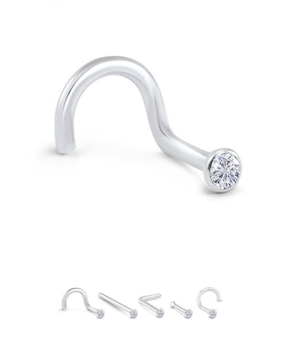 thumbnail image 2 of 18g 2.5mm Press Fit Gem Top Nose Bone - 316L Surgical Steel With Cubic Zirconia - Single Stud 2 of 4