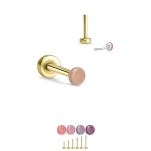 316 Stainless Steel Yellow Gold Plated Labret Style Nose Ring Monroe Stud Threadless Push Pin 1.5mm Skin Tone Disc. 20G 18G