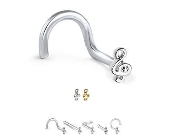 316L Surgical Steel or Gold Plated Nose Ring Stud Screw L - Etsy