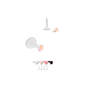 Bioflex Labret Nez Stud Retainer 2mm Disc Design. Clair, chair, pêche, couleur noire. 18G 16G