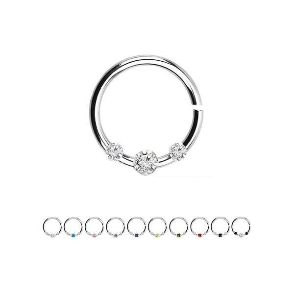 925 Sterling Silver Continuous Seamless Nose Ring Helix Daith Ear Cartilage Hoop 5/16" 18G