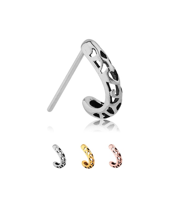 316L Surgical Steel Black PVD Tribal Ball White CZ L-Shape Nose Ring Stud 316L Surgical Steel Black PVD Tribal Ball White CZ L-Shape Nose Ring Stud