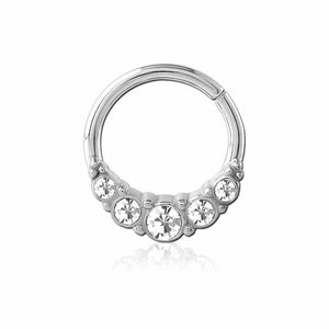 316L Surgical Steel Nose Ring Hoop Daith Helix Ear Cartilage Hoop 5 Stone 5/16" 18G