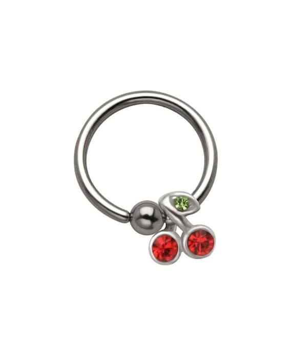 Surgical Steel Cherry Fruit Ear Cartilage Helix Tragus Stud Ring with Ball End Surgical Steel Cherry Fruit Ear Cartilage Helix Tragus Stud Ring with Ball End