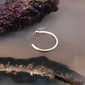 14K Solid White Gold Nose Jewerly, Open Nose Hoop, Half Hoop, Nose Ring Choose Your Size 1/4" 9/32" 5/16" 3/8" Choose Your Gauge 22G 20G 18G