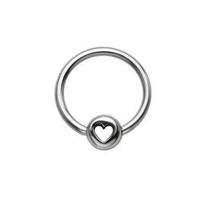 316L Surgical Steel, Titanium Heart Captive Bead Nose Ring CBR Helix, Tragus, Daith, Ear Cartilage. 1/4&quot; 9/32&quot; 5/16&quot; 3/8&quot; 22G 20G 18G 16G