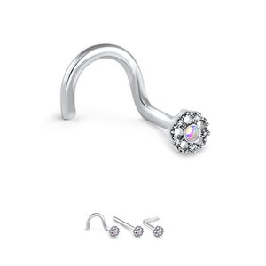 316L Surgical Steel Nose Ring, Stud, Screw, L Bend or Nose Bone, Illuminating Lotus Flower. Choose Your Style, 20G.