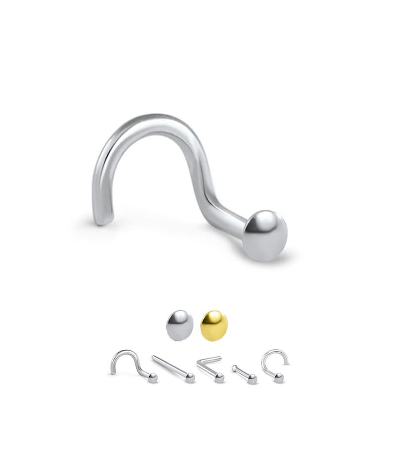 14KT Yellow Gold Nose Bone Ring 7mm Post Length Choose Your Gauge & Size 14KT Yellow Gold Nose Bone Ring 7mm Post Length Choose Your Gauge & Size