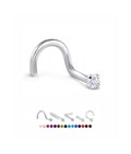 925 Sterling Silver Nose Stud Ring 1mm, 1.5mm, 2mm, 2.5mm or 3mm Prong Set CZ. 22G. FREE Backing.