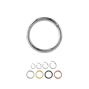 316L Surgical Steel Septum Clicker Cartilage Helix Daith Hoop Nose Ring Hinged 1/4", 9/32" 5/16", 3/8" Black, Gold, Rose Gold, Steel 18G 20G