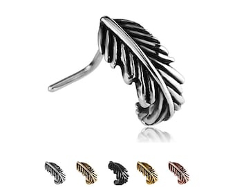 316L Surgical Steel, Black, Gold or Rose Gold Nose Hugger® Nose Ring, Screw, L Bend, Straight Stud, Feather. Choose Your Style & Color 20G.