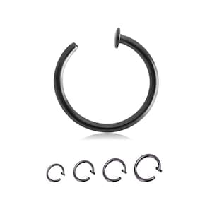 Hematite Open Nose Hoop Half Nose Ring Choose Your Size 3/8&quot; 20G 18G