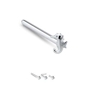 925 Sterling Silver Nose Stud Straight, LBend, Nose Bone Ring Seahorse 22G. FREE Backing.