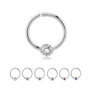 316L Surgical Steel Nose Ring Helix Daith Ear Cartilage Flower Hoop Choose Your Color 3/8&quot; 16G