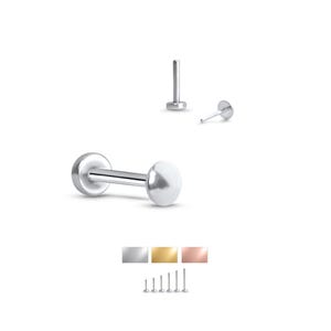 316L Surgical Steel, Yellow or Rose Gold Labret Style Nose Ring Stud Threadless Push Pin Post 2.5mm Flat Disc 20G, 18G, 16G