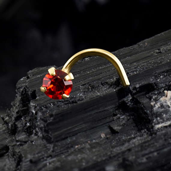 Red stone shop nose stud