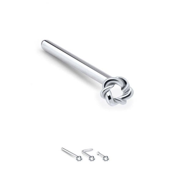 925 Sterling Silver Nose Stud Straight, LBend, Nose Bone Ring Twisted Circle 22G. FREE Backing.