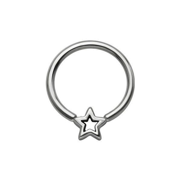 Surgical Steel, Titanium, 925 Sterling Silver Star Captive Bead Ring Nose Ring Hoop Helix, Daith, Ear Cartilage 22G 20G 18G 16G