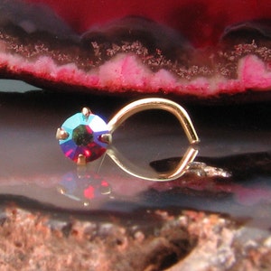 14K, 18K, 24K, solido oro bianco, oro giallo o oro rosa Anello al naso Vite Stud L Bend o Bone 3mm Ruby Red Aurora Scegli il tuo calibro e stile.