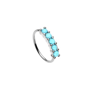 316L Surgical Steel Nose Ring Hoop Daith Helix Ear Cartilage Hoop 5 Faux Turquoise Stones 5/16" 20G