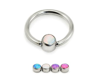 316L Surgical Steel Captive Bead Ring CBR Nose Ring Helix 3mm Opal Cartilage Hoop Choose Size 1/4" 9/32" 5/16" 3/8" 22G 20G 18G 16G