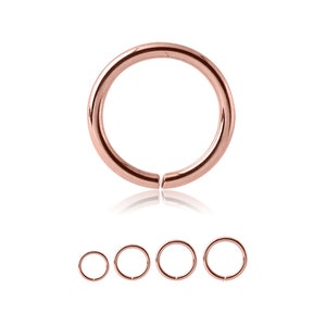 Rose Gold Plated 316L Surgical Steel Seamless Continuous Nose Hoop Septum Nose Ring Choose Size 1/4" 9/32" 5/16" 3/8", Gauge 22G 20G 18G 16G