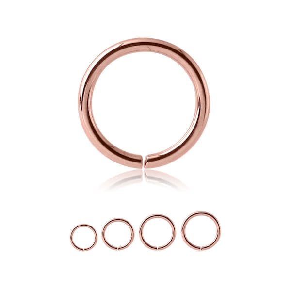 Rose Gold Plated 316L Surgical Steel Seamless Continuous Nose Hoop Septum Nose Ring Choose Size 1/4" 9/32" 5/16" 3/8", Gauge 22G 20G 18G 16G
