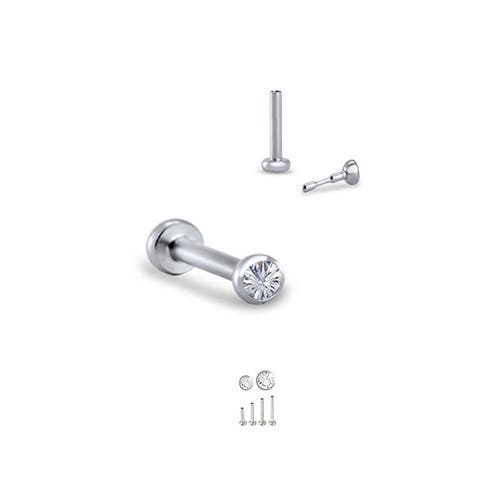 20G Push-In CZ Labret Stud Set - 316L Surgical Steel For Tragus Monroe Lip
