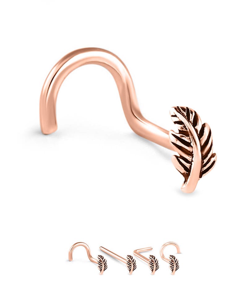 Rose Gold Plated Surgical Steel Lip Ring - 16G Curved Bar With CZ Gem