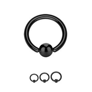 Black 316L Surgical Steel Fixed Captive Bead Ring Nose Ring Helix Tragus Ear Cartilage Hoop Choose Size 1/4", 5/16", 3/8" 16G