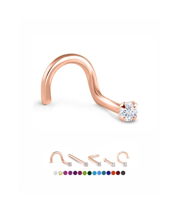 Rose Gold Plated 925 Sterling Silver 2mm Prong Nose Hoop Rose Gold Plated 925 Sterling Silver 2mm Prong Nose Hoop