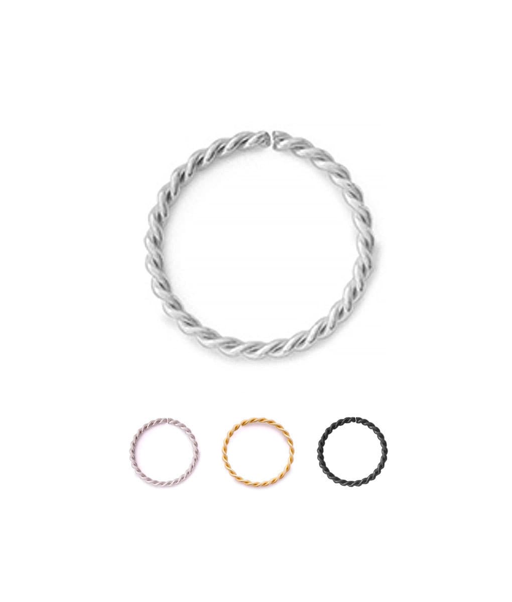 316L Surgical Steel, Black, Gold PVD Plated Annealed Seamless Nose Ring Continuous Twisted Hoop Choose Size 5/16" 3/8" & Gauge 20G 18G 16G