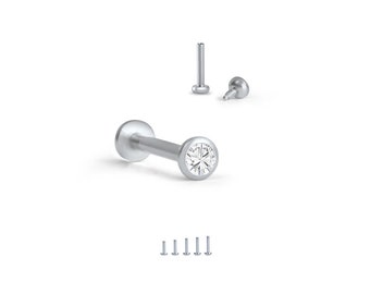 316L Surgical Steel Labret Style Nose Monroe Stud Screw 2.5mm CZ - Choose Your Size and Gauge 16G 18G