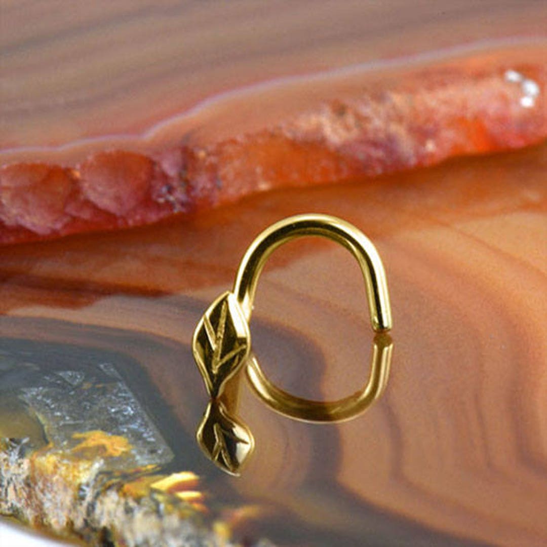 Anello per il naso in oro giallo 14K, a perno, a vite, a L o a