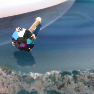 14K, 18K, 24K, Solid White Gold, Yellow Gold,Rose Gold or Platinum Nose Ring Screw Stud Bone 3mm Cardinal Aurora Choose Your Gauge & Style.