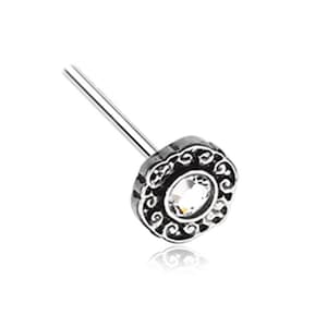 316L Surgical Steel Clear CZ Luna Ornate Filigree Nose Stud Ring Choose Your Style 20G FREE Backing