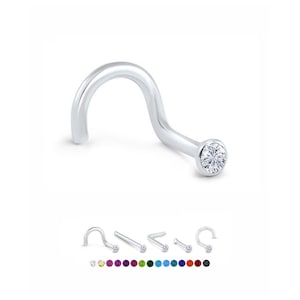 925 Sterling Silber Nasenstecker Ring 1 mm, 1,5 mm, 2 mm, 2,5 mm oder 3 mm geklebt CZ. 22G. FREE Backing.
