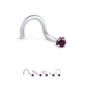 14K Yellow, White, Rose Gold Nose Stud 1.5mm, 2mm, 2.5mm, 3mm RARE Genuine Pink Purple Diamond Choose Your Gauge. 22G, 20G, 18G