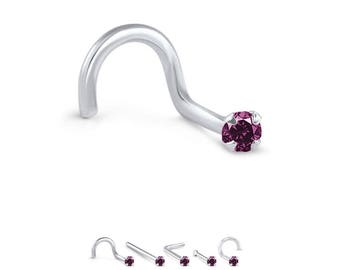 24K Yellow, White, Rose Gold Nose Stud 1.5mm, 2mm, 2.5mm, 3mm RARE Genuine Pink Purple Diamond Choose Your Gauge. 22G, 20G, 18G