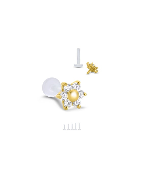 Circonita Cúbica Centro Flores de Acero Quirúrgico Hueso la Nariz // 0.8mm 20g