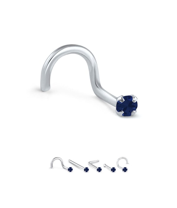 14KT Solid Yellow Gold Nose Ring Stud Screw L Bend 2mm Square CZ 20 Gauge 20G 14KT Solid Yellow Gold Nose Ring Stud Screw L Bend 2mm Square CZ 20 Gauge 20G