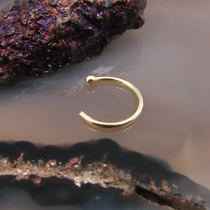 14K Solid Gold Nose Jewerly, Open Nose Hoop, Half Hoop, Nose Ring Choose Your Size 1/4&quot; 9/32&quot; 5/16&quot; 3/8&quot; Choose Your Gauge 22G 20G 18G