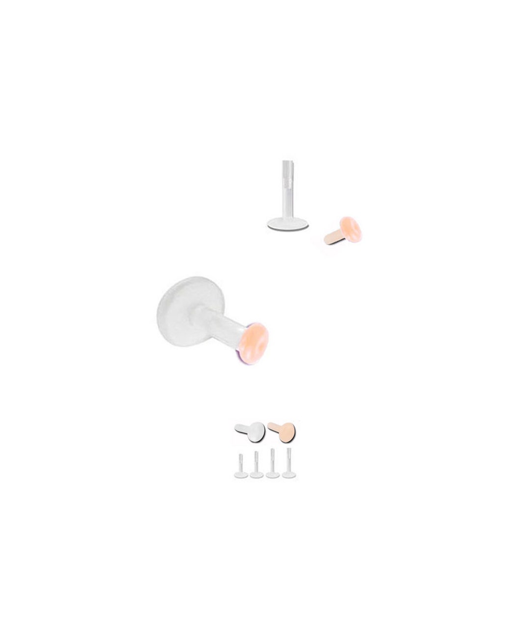 Bioflex Labret Nose Stud Retainer 2mm Disc Design. Clear, Flesh Colored