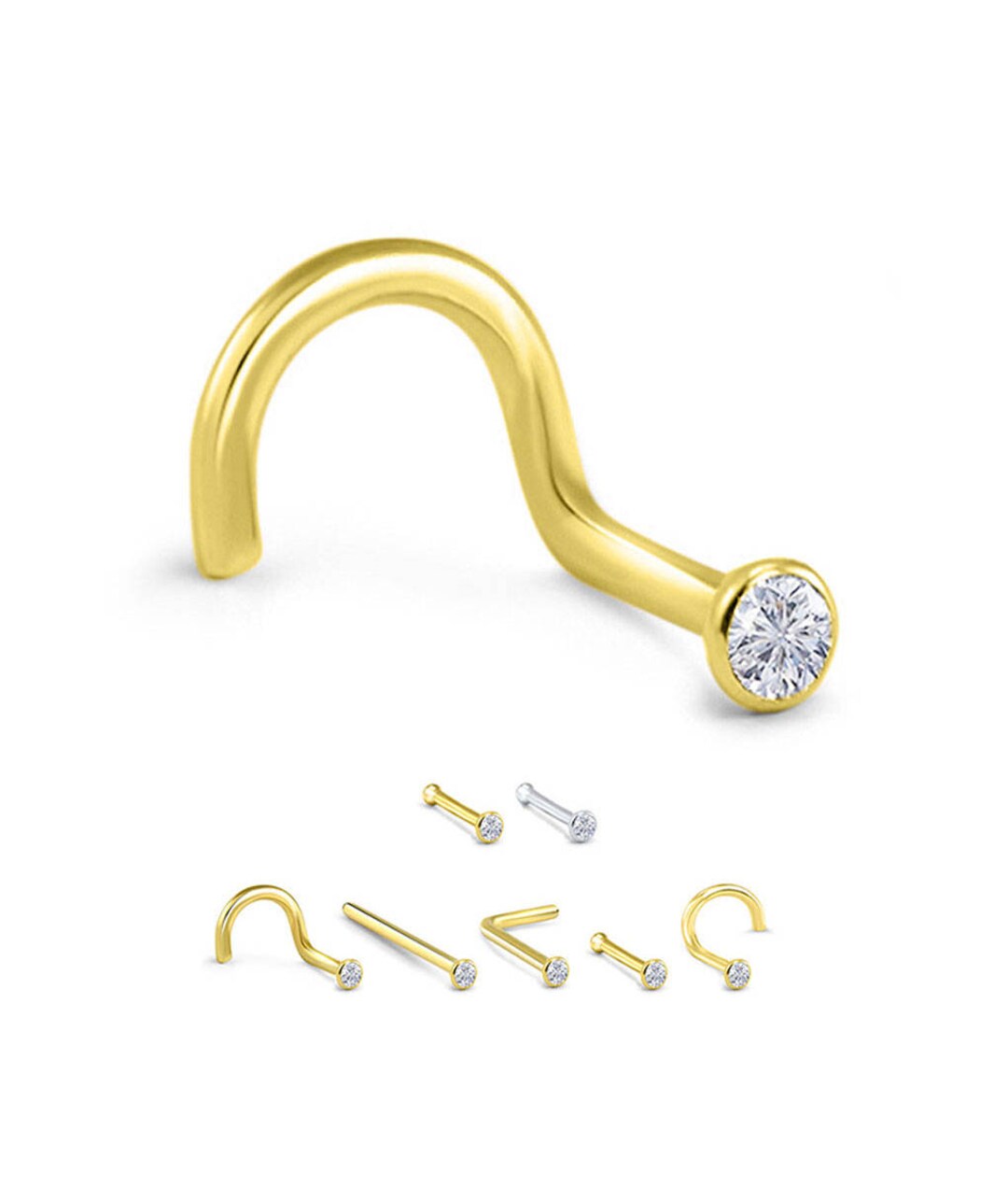 Buy 18K Yellow Gold White Gold Nose Ring Screw L Bend Stud Online in India  Etsy