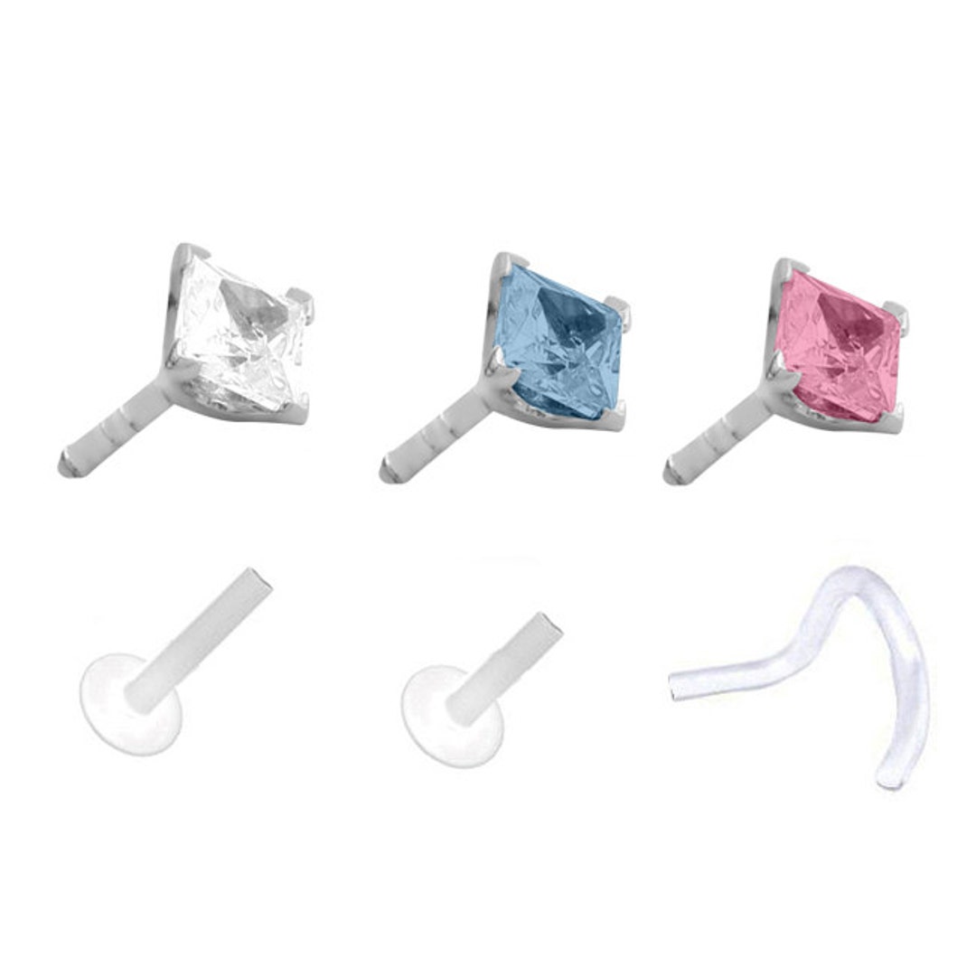 Bioflex Labret Style Push Pin Nose Stud or Nose Screw Choose Your Color ...