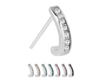 316L Surgical Steel Nose Hugger, Nose Ring, Nose Screw, L Bend, Straight Stud 7 Stone. Choose Your Style, Gauge & Color. FREE Backing.