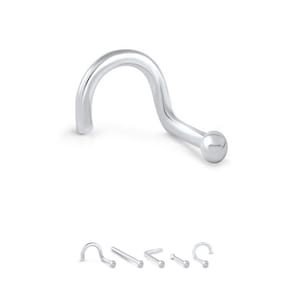 925 Sterling Silber Nasenstecker Gerade, Schraube, LBend, Nasenknochen Ring 1 mm, 1,5 mm, 2 mm, 2,5 mm Kugel 22G. FREE Backing.