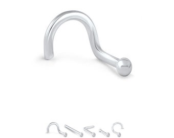 925 Sterling Silver Nose Stud Straight, Screw, LBend, Nose Bone Ring 1mm, 1.5mm, 2mm, 2.5mm Ball 22G. FREE Backing.