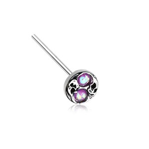 316L Surgical Steel Purple Opal CZ&#39;s Tao Filigree Nose Stud Ring Choose Your Style 20G FREE Backing